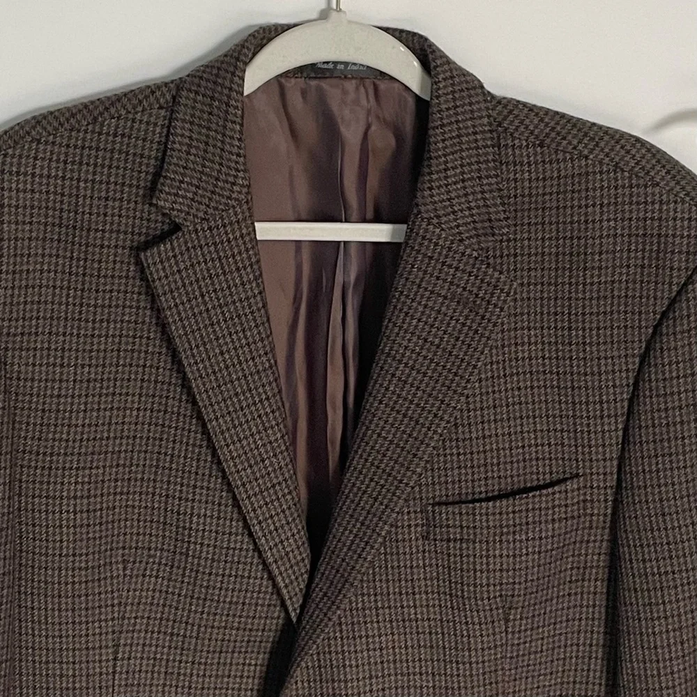Lauren Ralph Lauren Brown Wool Houndstooth Sport Coat Blazer Jacket 47159